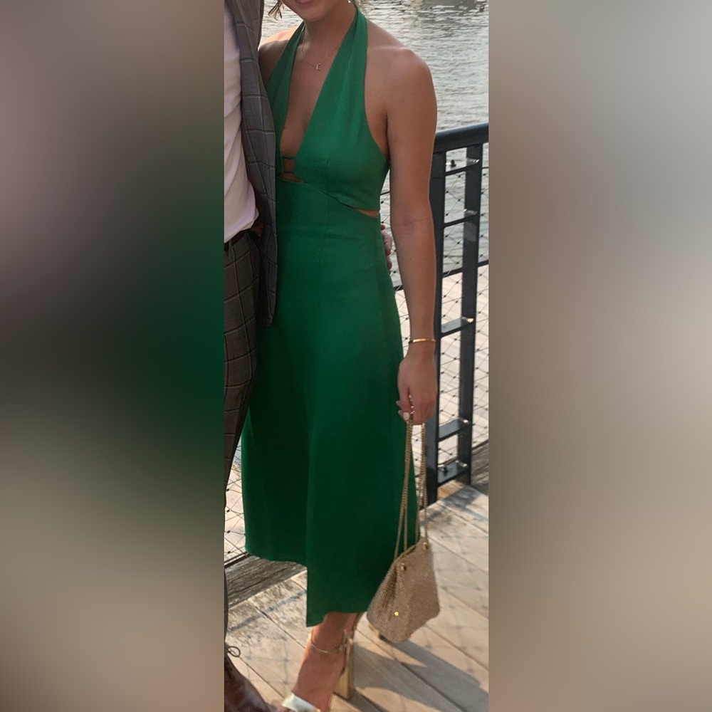 Reiss Green Halter MIDI Dress